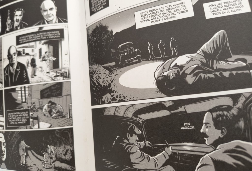 Viñetas de la novela gráfica España partida en dos, de Casanova y Esquembre
