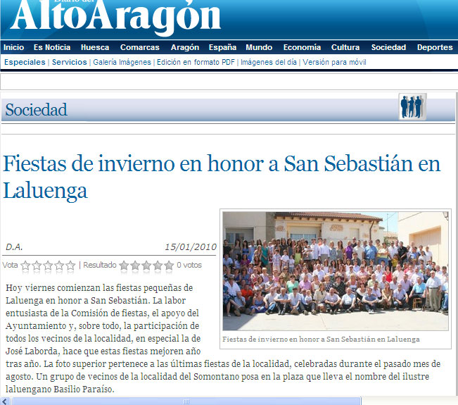 Página del Diario del Altoaragón